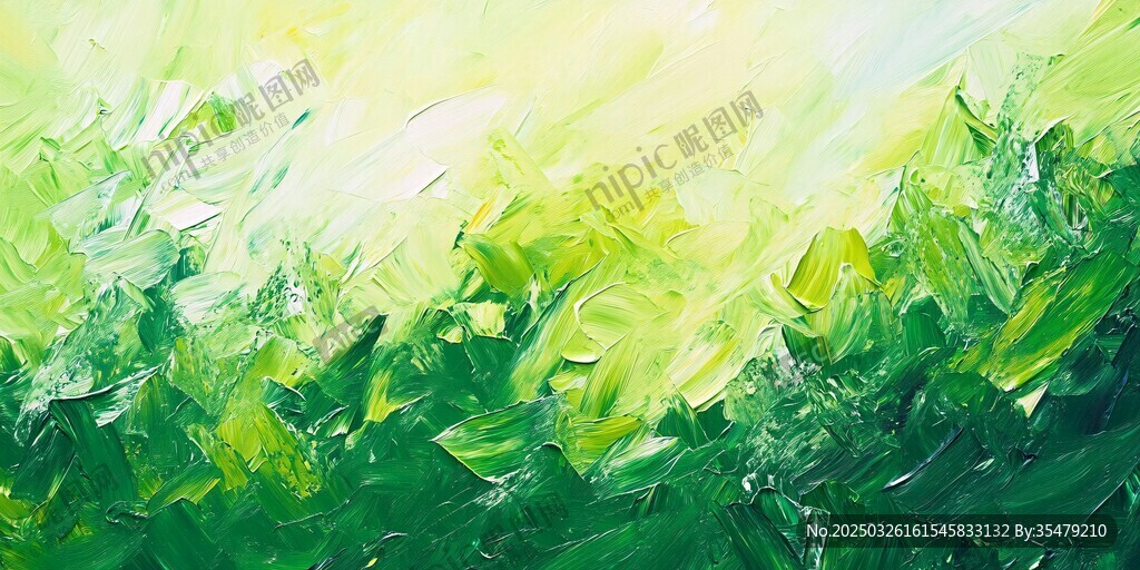 绿色梦幻笔触油画风景