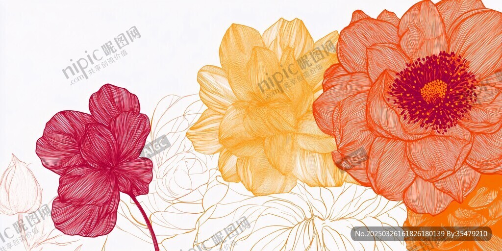 多彩花卉插画