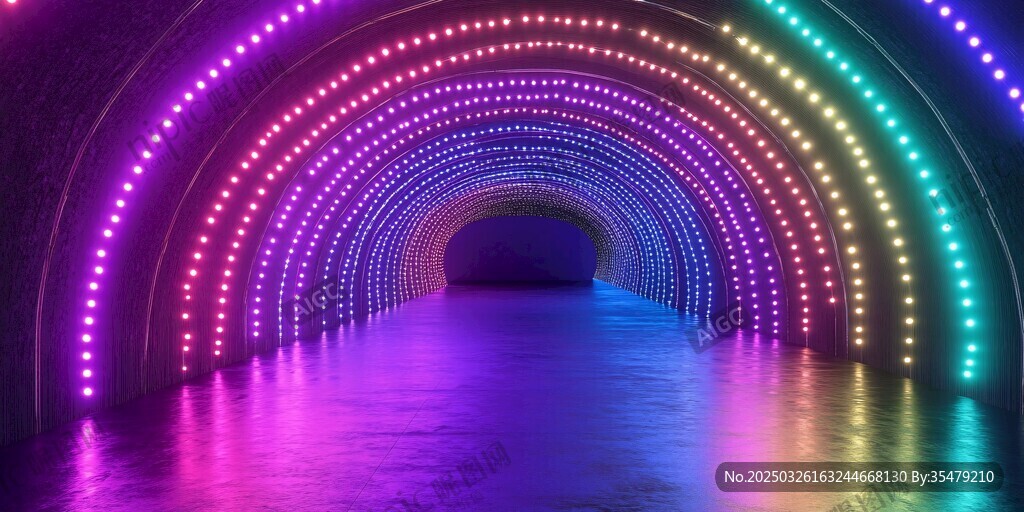 梦幻彩色灯光隧道