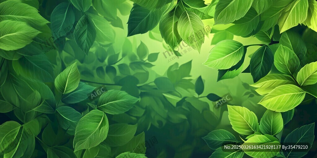 翠绿叶片构成的自然盛景