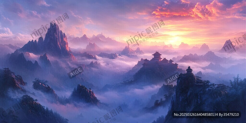 梦幻云海中的壮丽日出景观