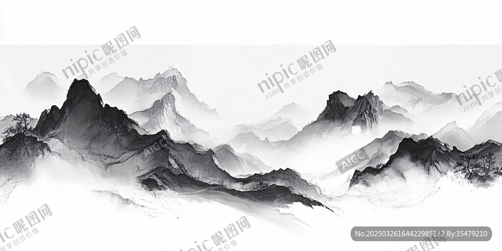 水墨山川意境图