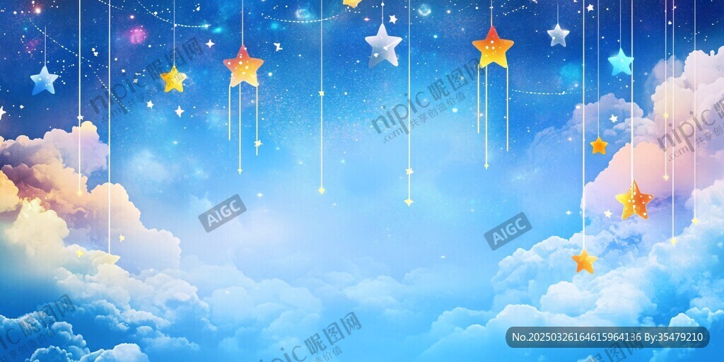 梦幻星空云朵唯美背景图