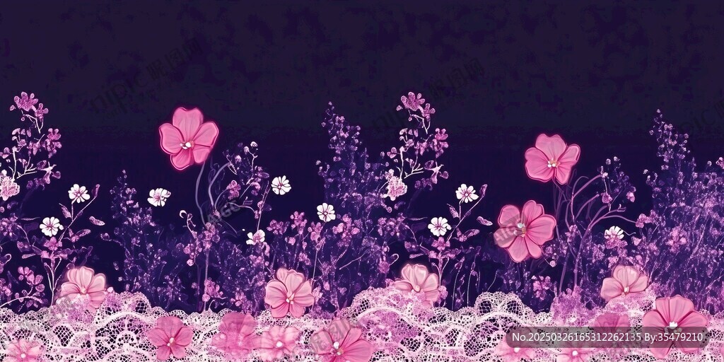 梦幻紫粉花卉背景图案