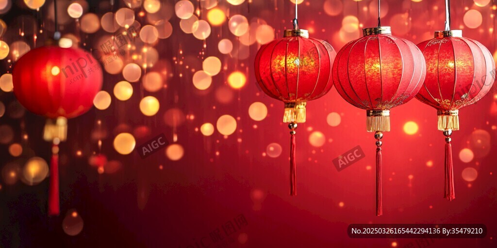 喜庆红灯笼营造节日氛围