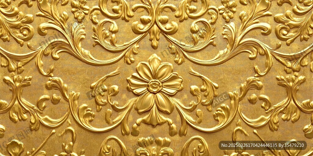 金色华丽浮雕花纹图案
