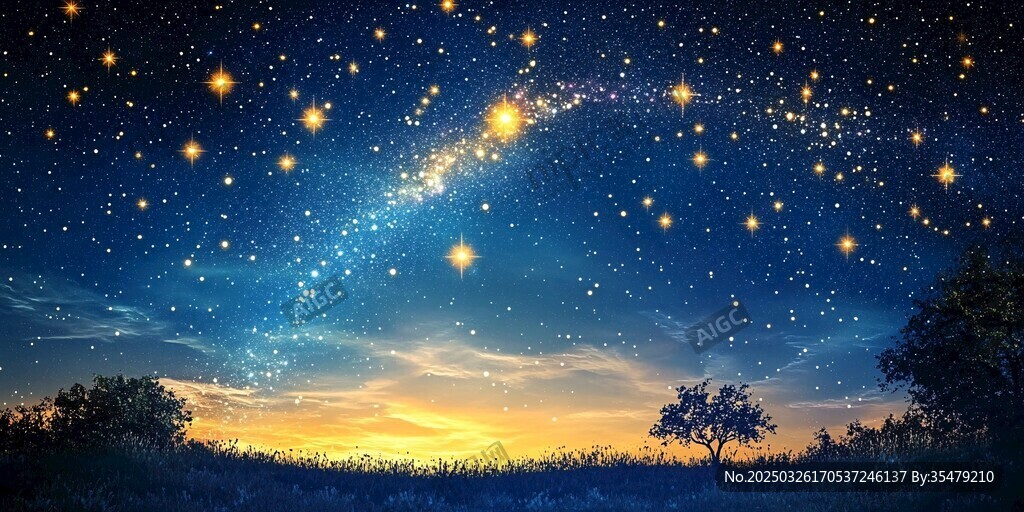 梦幻星空下的静谧原野