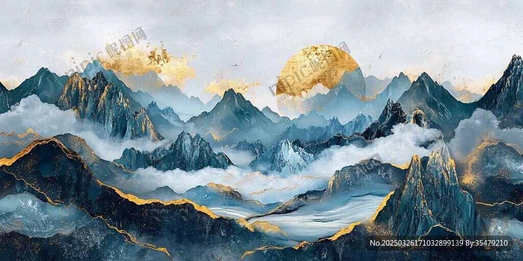 金色云海间的壮丽山峦