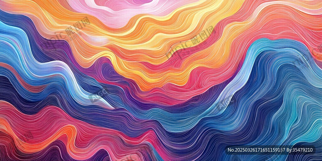 绚丽多彩波浪抽象艺术图