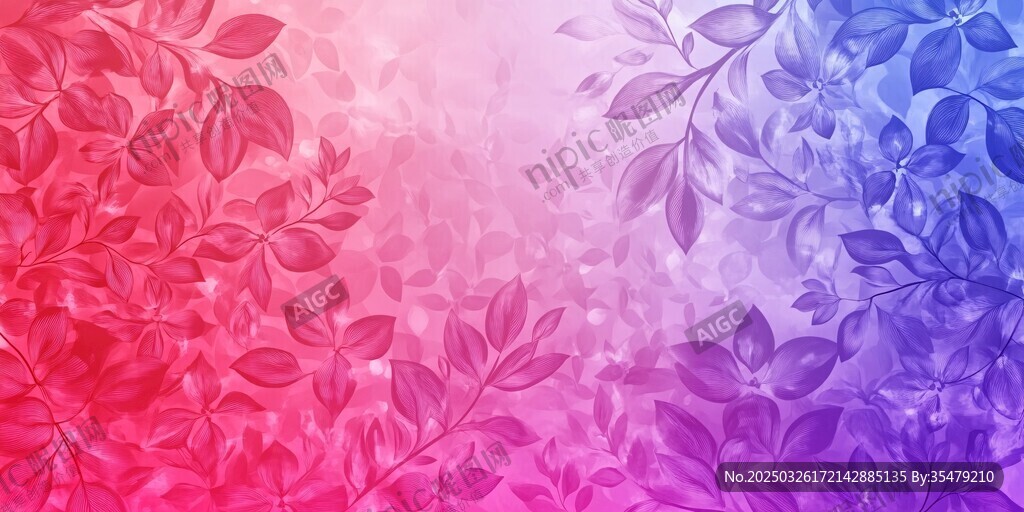 梦幻渐变花叶背景图