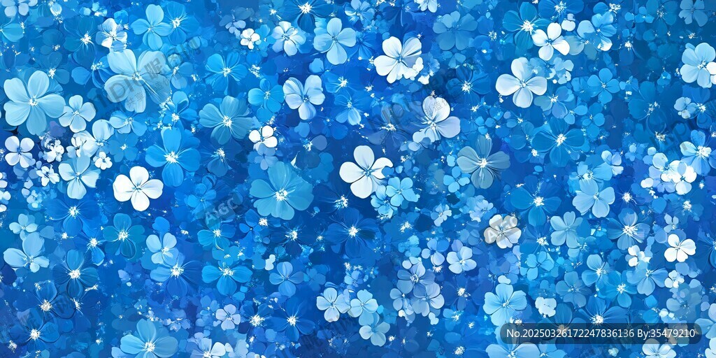 蓝色梦幻花朵背景图