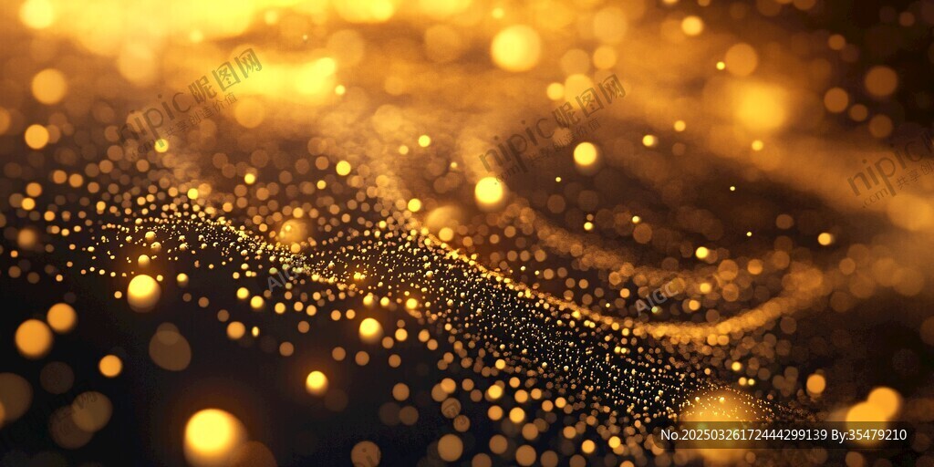 金色粒子流动梦幻背景图