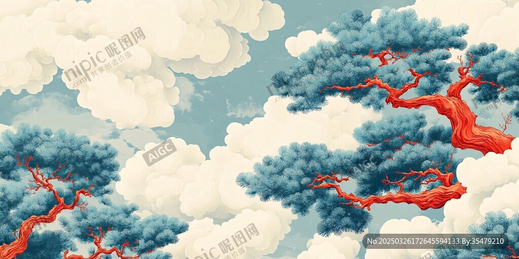 云海间的红松奇景