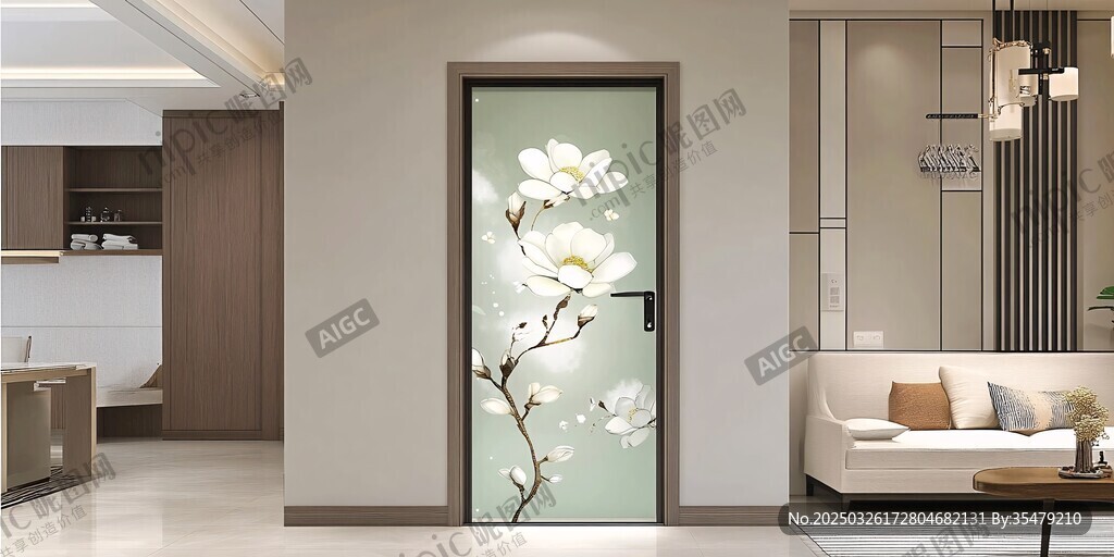 玉兰花玻璃门 优雅家居风