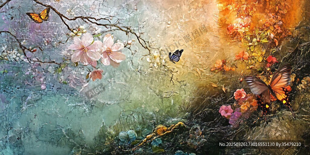 春日繁花蝶舞梦幻图景