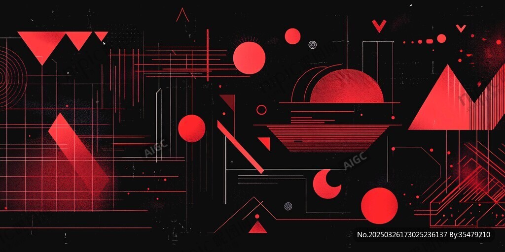 红黑几何抽象艺术背景图