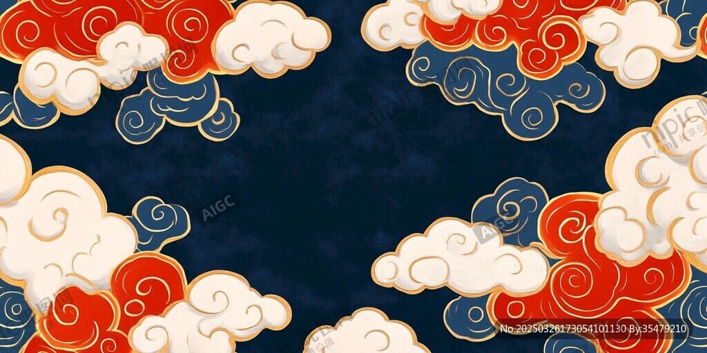 中式祥云图案背景