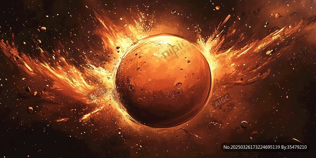 炽热星球爆发壮观宇宙景象