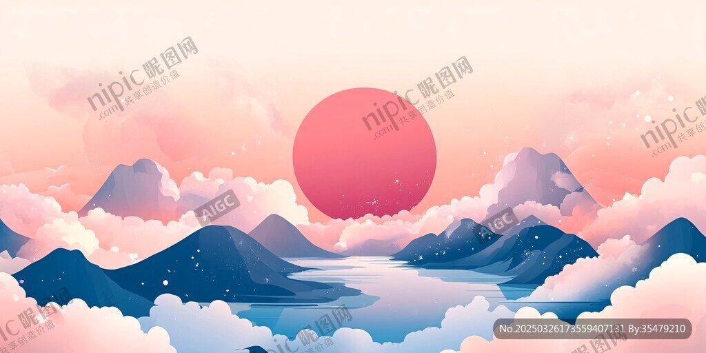 梦幻云海间的壮丽落日