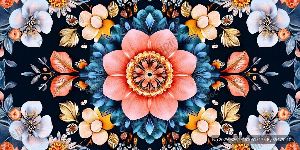 绚丽花卉图案的精美装饰