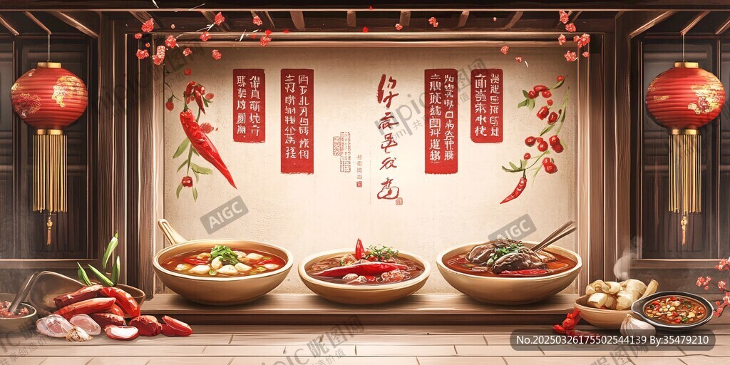 新春辣味美食欢庆场景