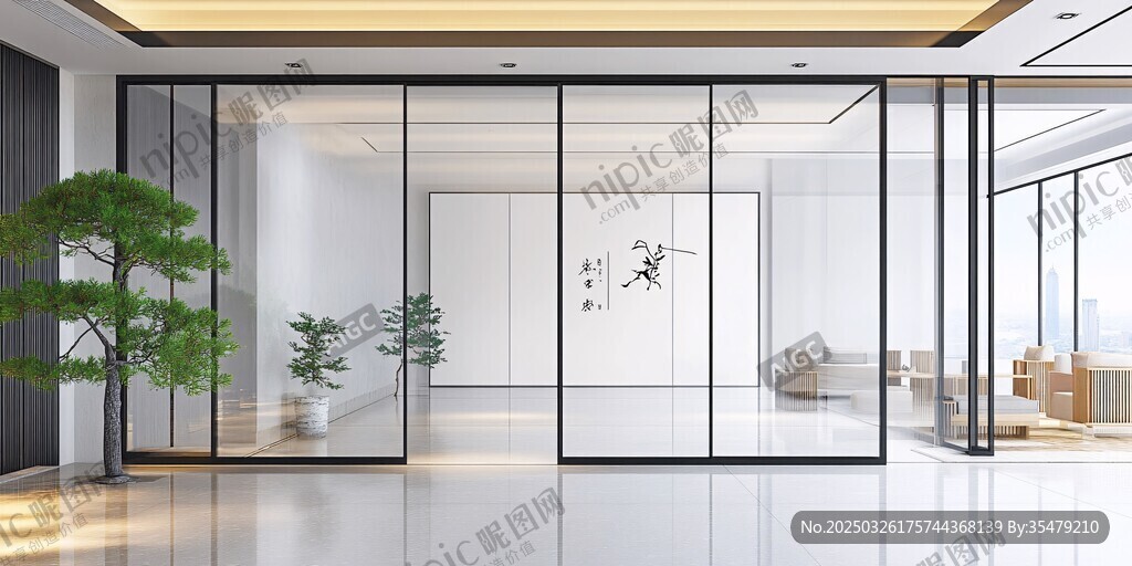 现代简约玻璃隔断办公空间