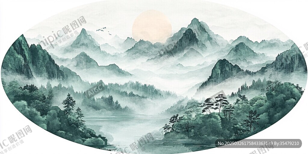 水墨山水间的诗意自然画卷