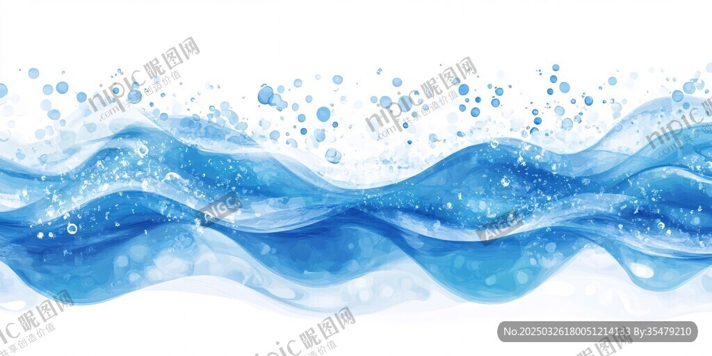 蓝色水波水彩风背景图