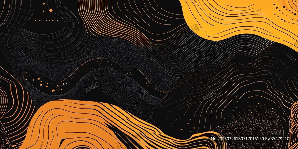 黑金波浪抽象艺术背景图