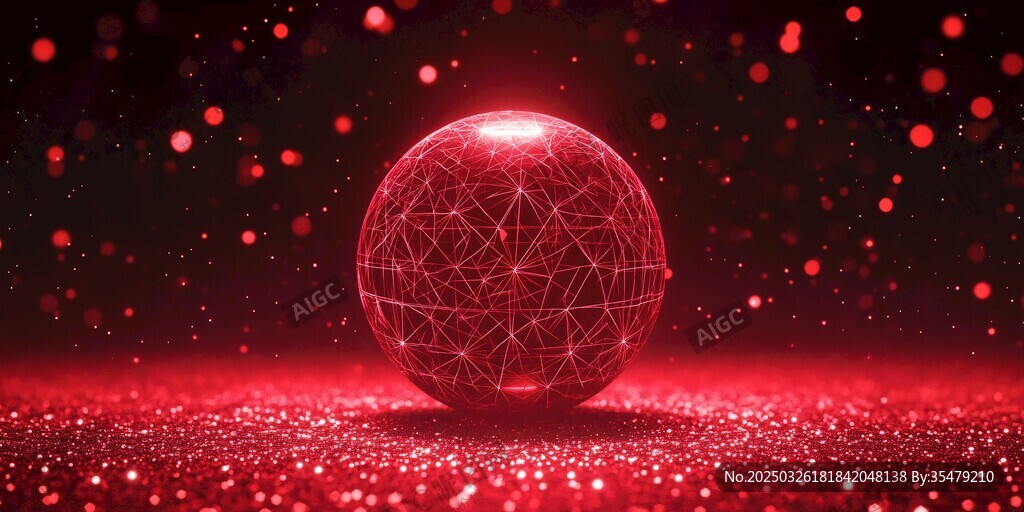 红色科技感球体梦幻场景