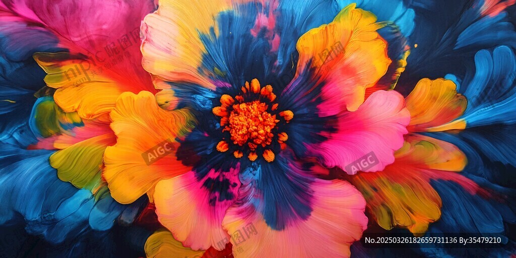 绚丽多彩抽象花卉艺术图
