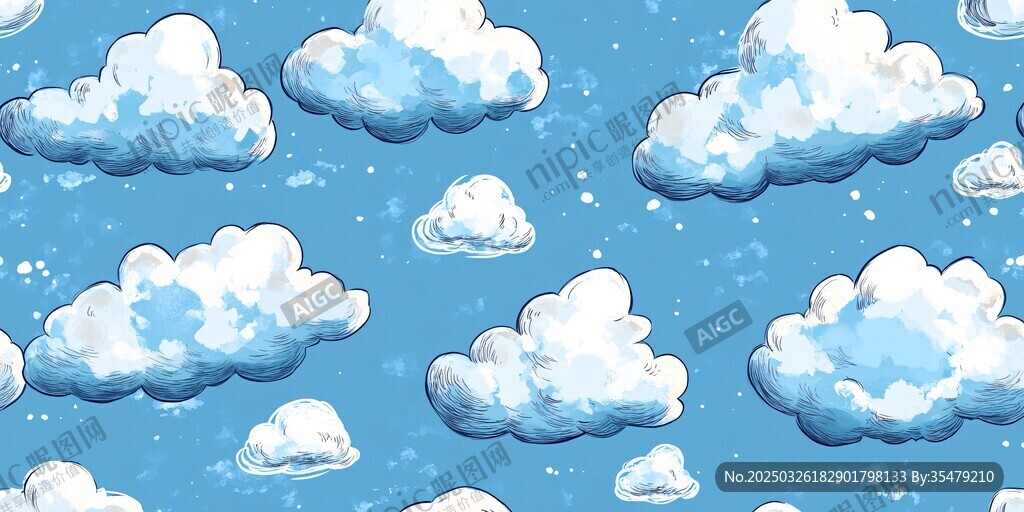 蓝色天空云朵无缝背景图