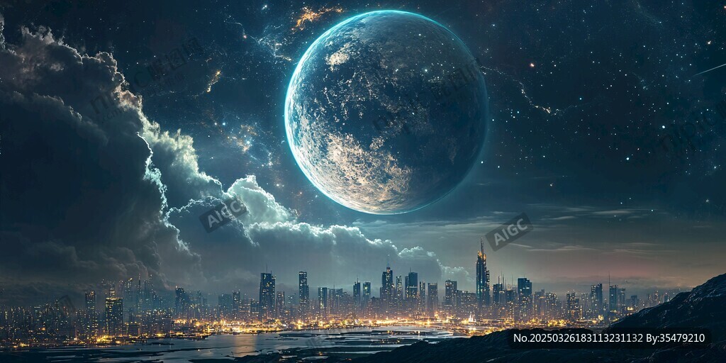 梦幻城市与浩瀚宇宙景象