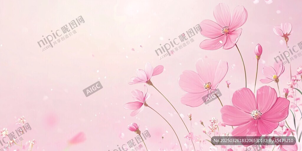 梦幻粉色花卉背景图