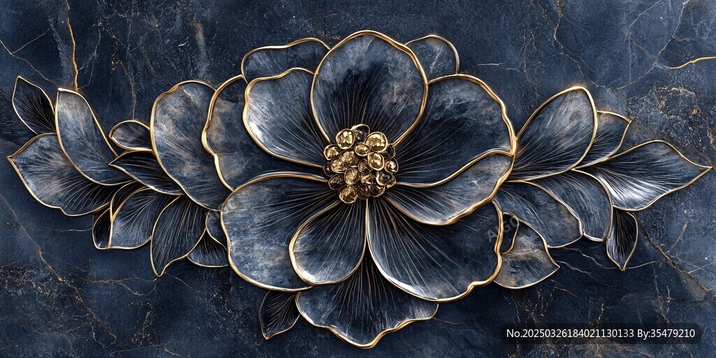 金属质感立体花卉装饰