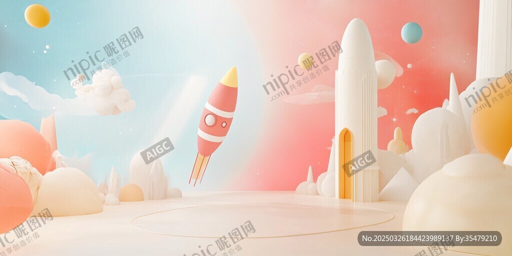 梦幻太空火箭发射场景