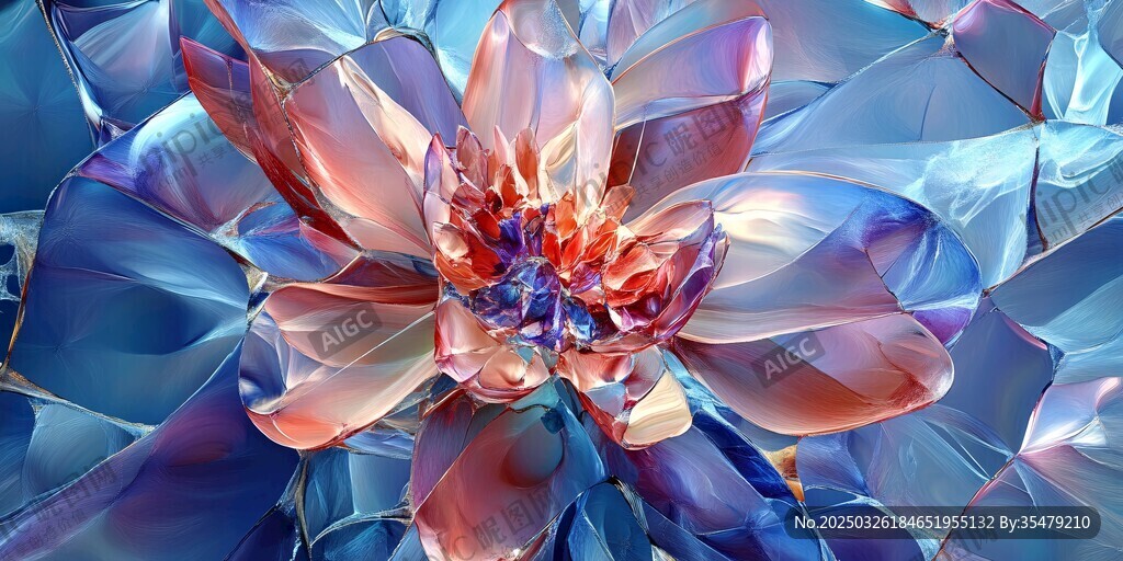 梦幻绚丽抽象花朵艺术图