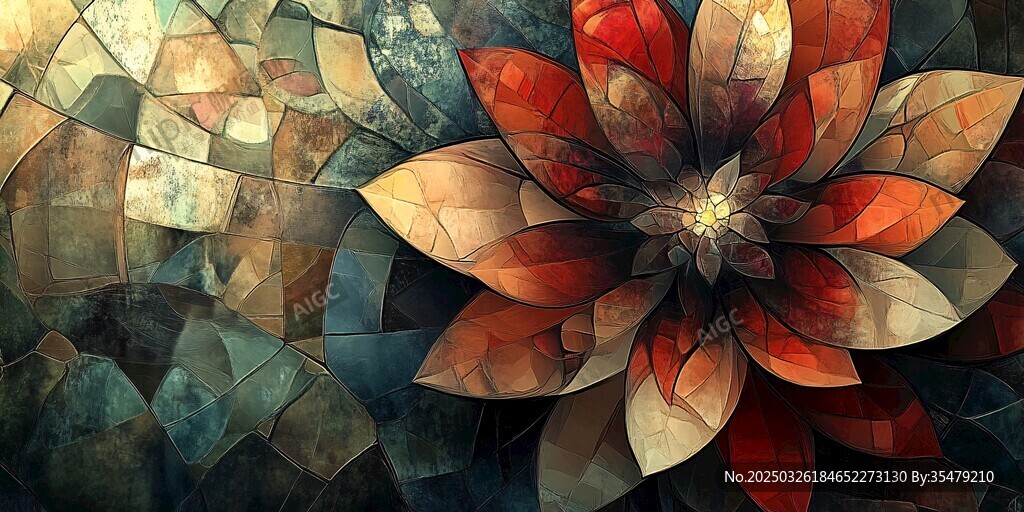 绚丽花卉镶嵌艺术画作