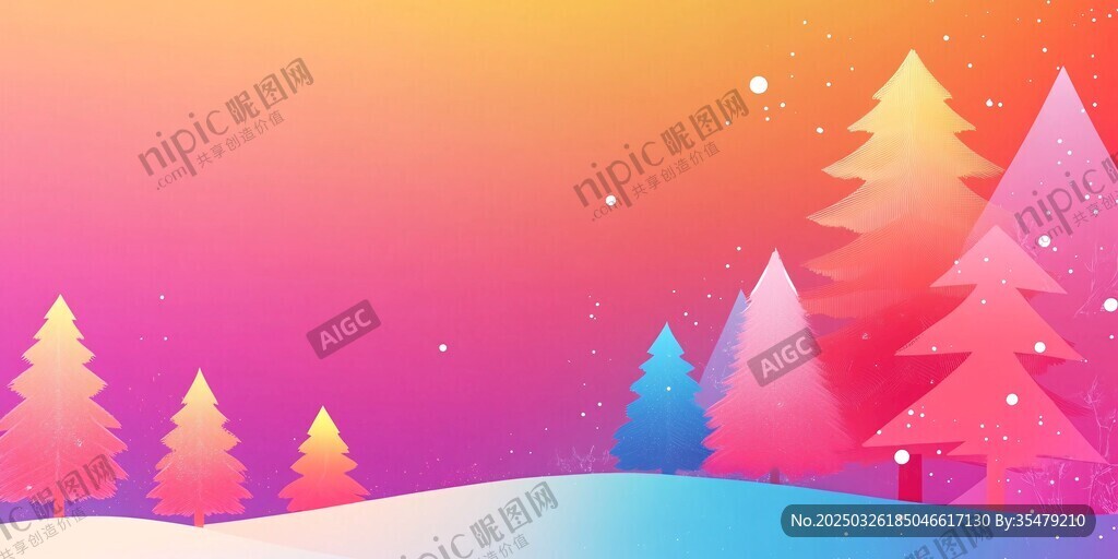 梦幻冬日森林渐变背景图
