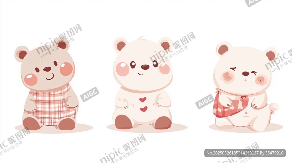三只可爱小熊插画形象