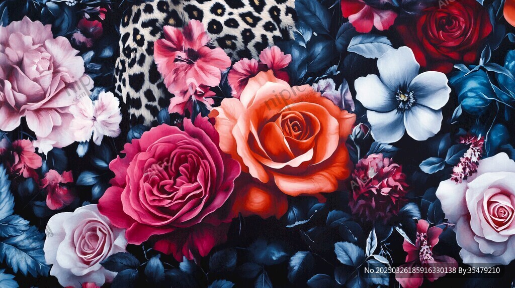 绚丽多彩花卉图案背景