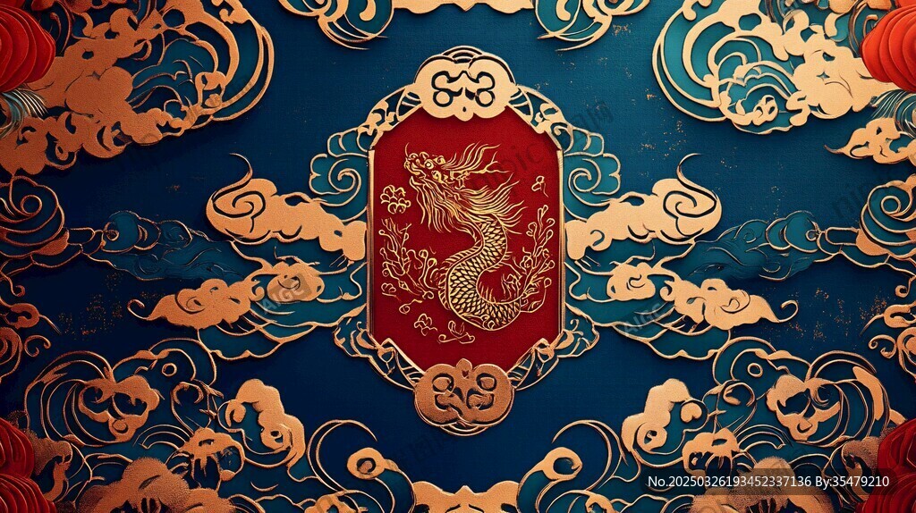 中式龙纹国风传统背景图
