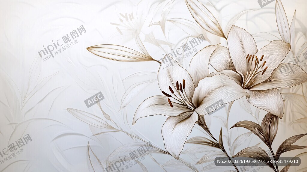 淡雅百合花壁纸图案