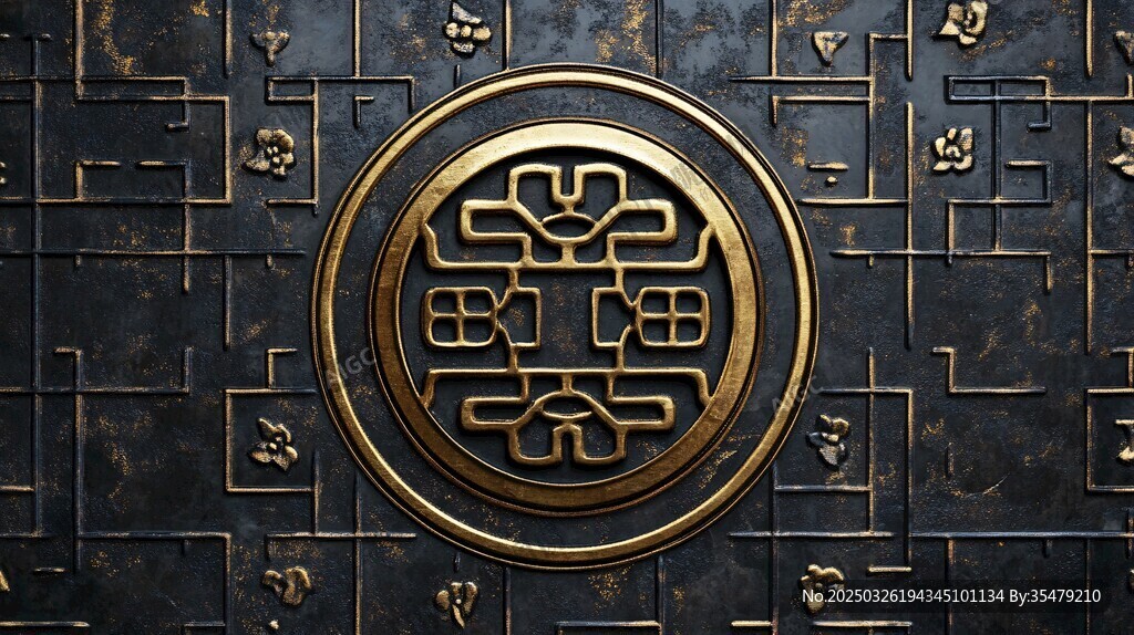 中式黑金传统花纹背景图