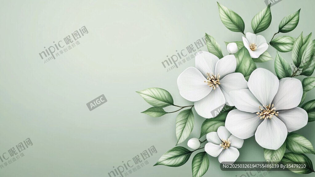 清新淡雅白色花卉背景图