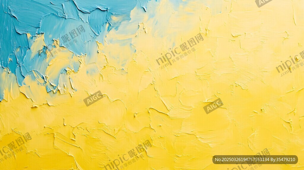 黄蓝撞色质感油画纹理背景