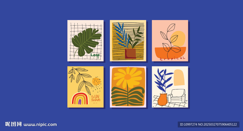 色彩明快的植物主题插画集合