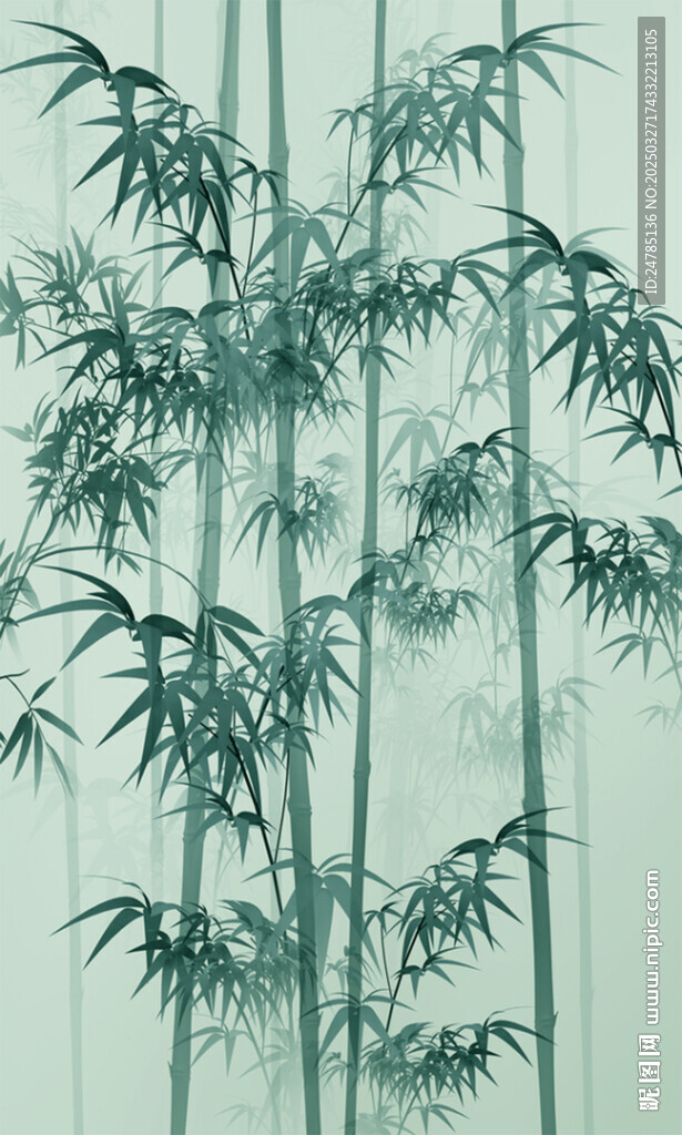 竖幅水墨竹林