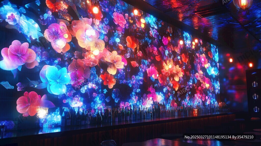 梦幻花卉灯光酒吧场景