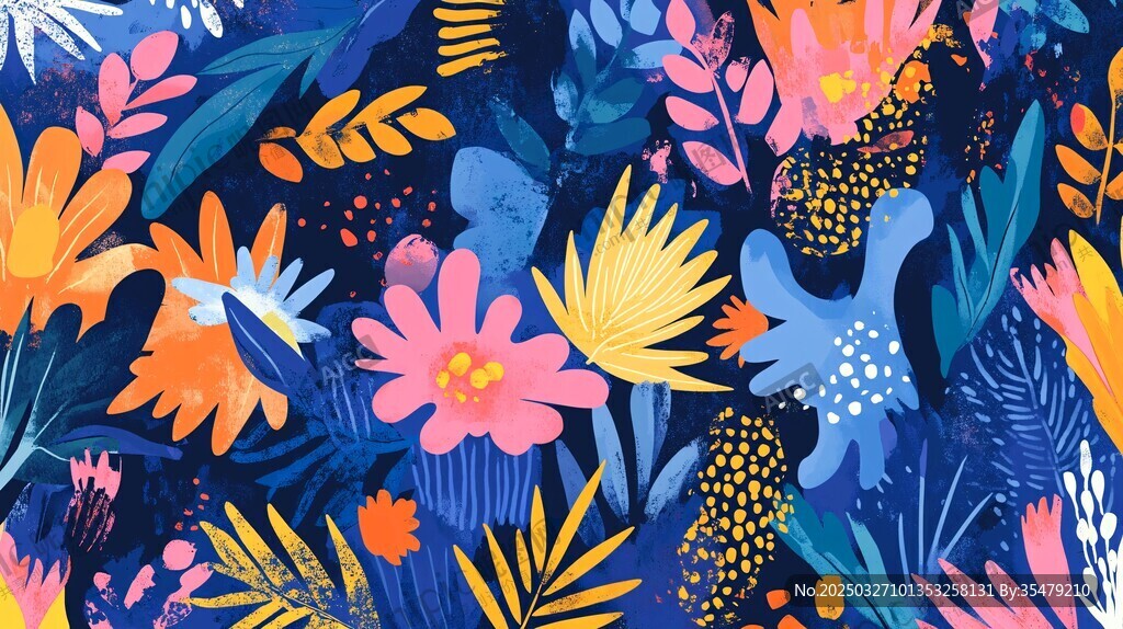 缤纷花卉图案的梦幻背景